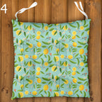 Lemon Chair Cushions, Lemon Print Seat Pads, Summer Yellow Green Chair Pads, Mediterranean Kitchen Chair Cushion Pads, Lemon Patio Seat Pads
