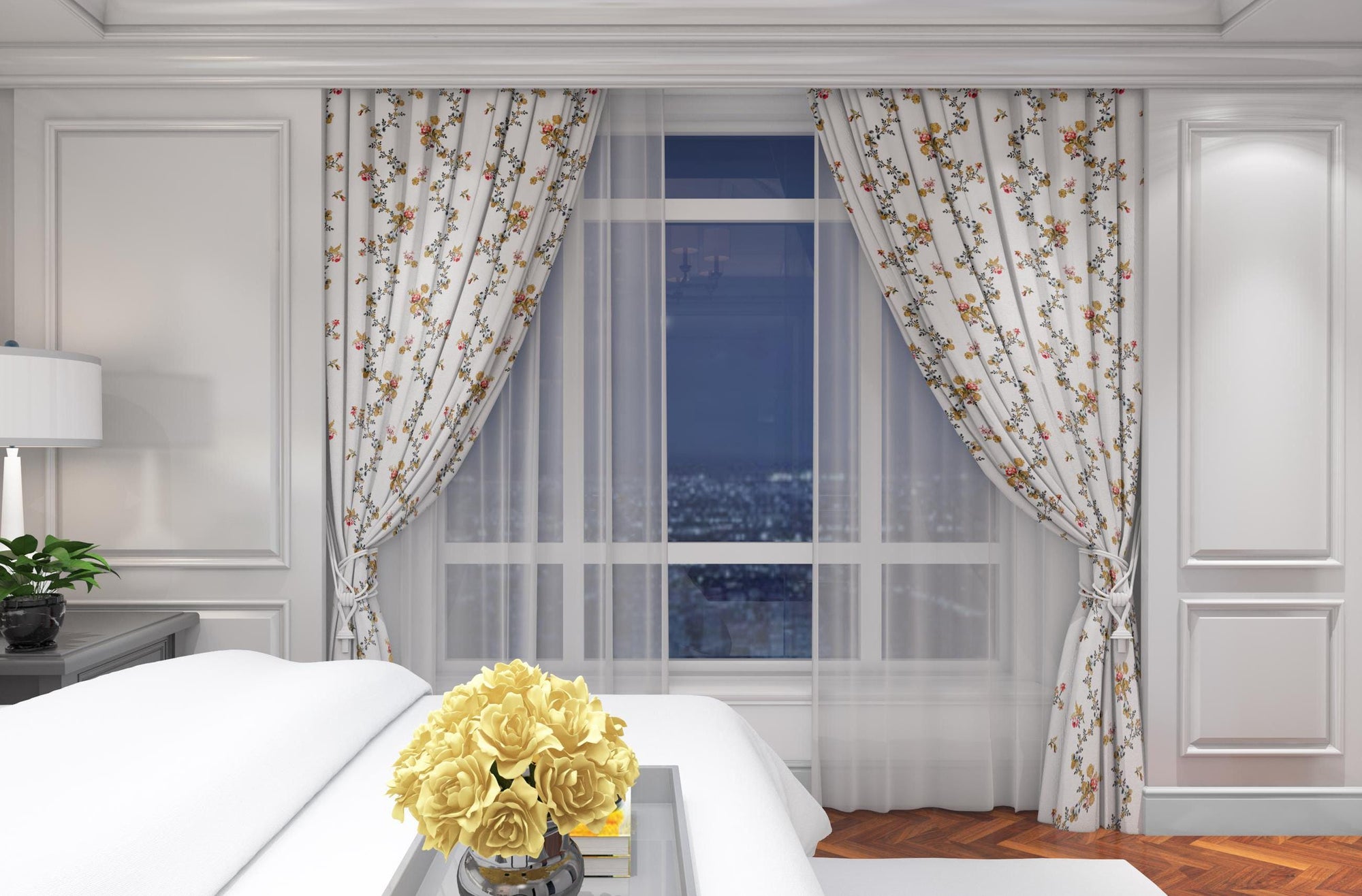 Vintage Floral Curtain, French Country Drapes, Farmhouse Floral Curtain Panels, Romantic Cottagecore Botanical Flowers Window Panels