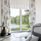 Grey Red Floral Abstract Curtain Panels, Floral Print Curtains, Abstract Flowers Drapes, Grey Red Floral Window Curtain Panels
