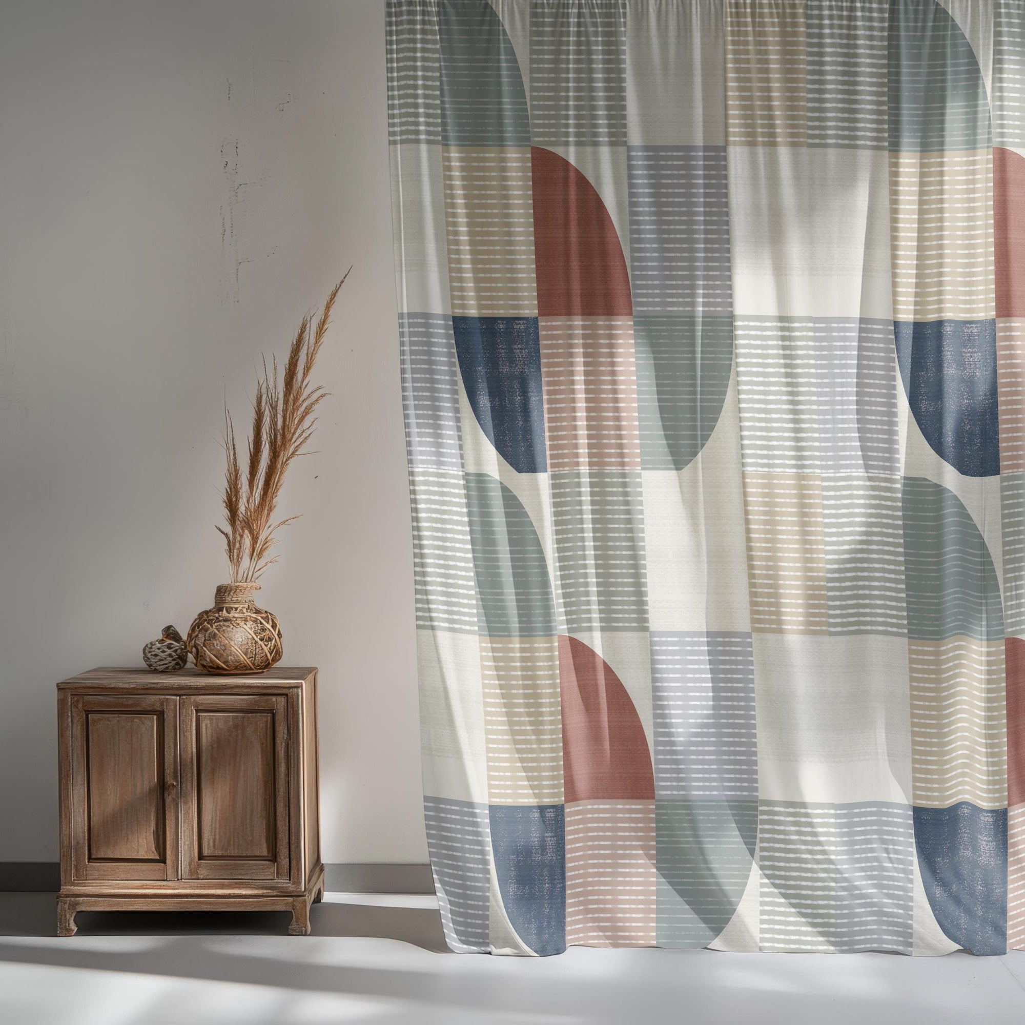 Grey Curtain Panels, Mid Century Print Curtains, Gray Modern Minimalist Abstract Drapes, Grey Modern Window Curtain Panels