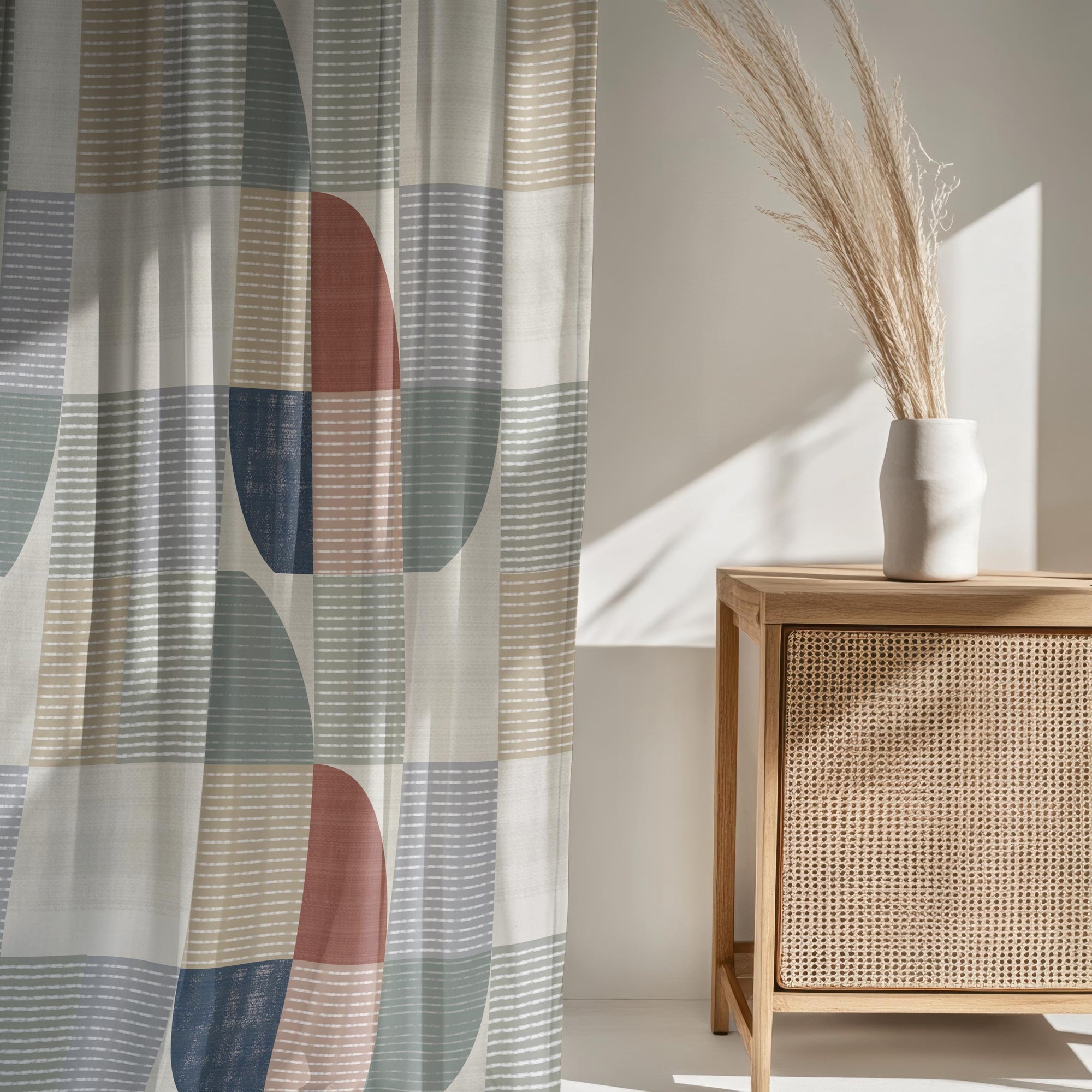 Grey Curtain Panels, Mid Century Print Curtains, Gray Modern Minimalist Abstract Drapes, Grey Modern Window Curtain Panels