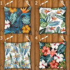 Tropical Chair Cushions, Botanical Hawaiian Seat Pads with Standard, Waterproof & Linen Fabric Options – Outdoor Patio Tie-On Chair Pads