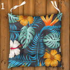 Tropical Chair Cushions, Botanical Hawaiian Seat Pads with Standard, Waterproof & Linen Fabric Options – Outdoor Patio Tie-On Chair Pads