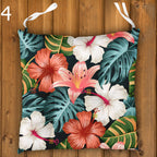 Tropical Chair Cushions, Botanical Hawaiian Seat Pads with Standard, Waterproof & Linen Fabric Options – Outdoor Patio Tie-On Chair Pads