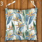 Tropical Chair Cushions, Botanical Hawaiian Seat Pads with Standard, Waterproof & Linen Fabric Options – Outdoor Patio Tie-On Chair Pads