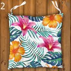 Hawaiian Chair Cushions, Botanical Seat Pads, Tropical Chair Cushions, Outdoor Patio Cushions, Exotic Floral Tie-On Chair Pads