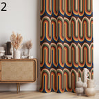 Retro Boho Curtains, Mid-Century Art Style Curtain, Modern Art Window Curtain, Abstract Art Curtains, Geometric Pattern Printed Curtain