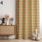 Retro Boho Curtains, Mid-Century Art Style Curtain, Modern Art Window Curtain, Abstract Art Curtains, Geometric Pattern Printed Curtain