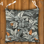 Botanical Seat Pads, Tropical Chair Cushions, Tropical Outdoor Patio Cushions, Botanical Leaf Print Chair Pads, Exotic Garden Seat Cushions