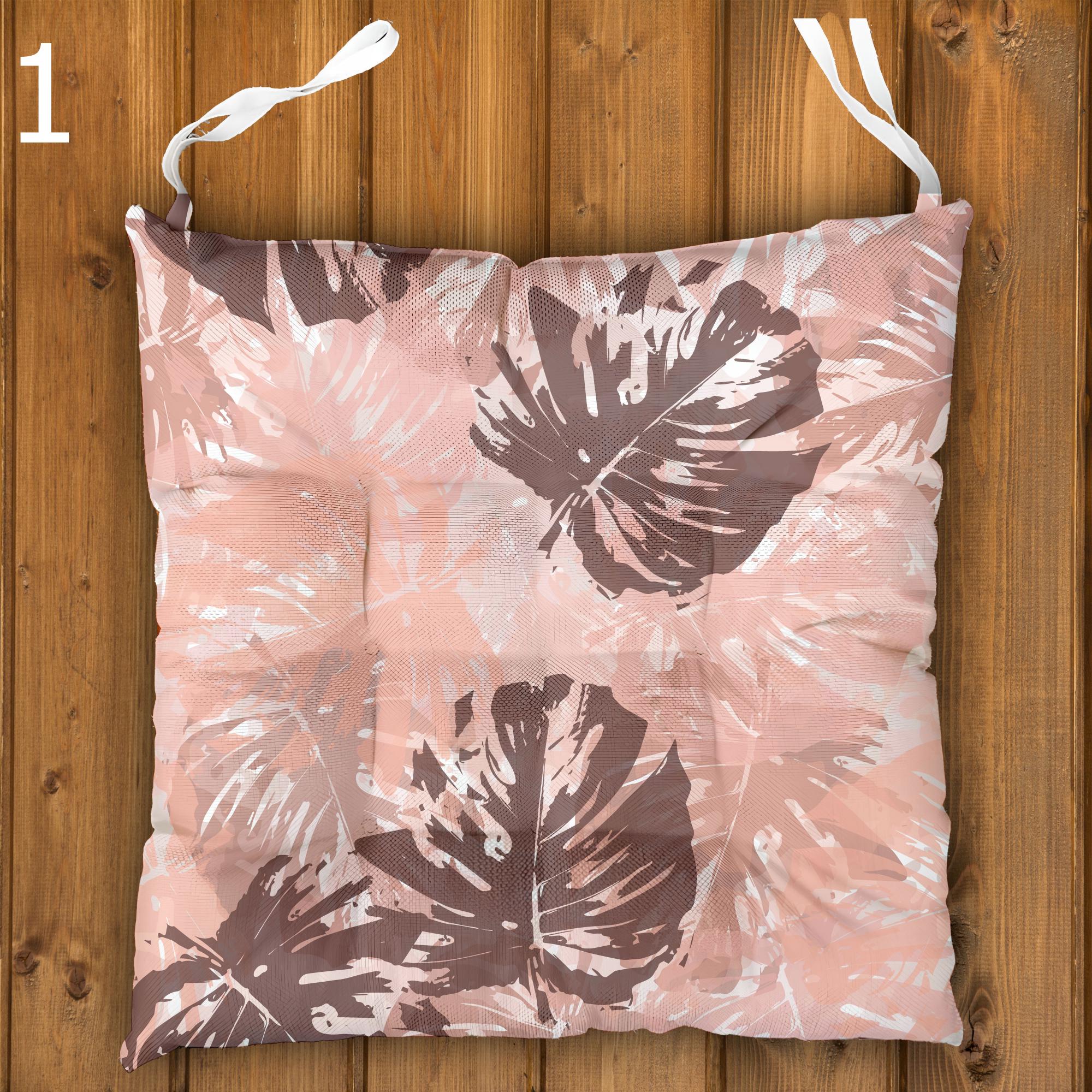 Tropical Outdoor Patio Cushions, Botanical Seat Pads, Tropical Chair Cushions, Botanical Leaf Print Chair Pads, Exotic Garden Seat Cushions