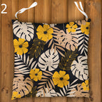 Tropical Outdoor Patio Cushions, Botanical Seat Pads, Tropical Chair Cushions, Botanical Leaf Print Chair Pads, Exotic Garden Seat Cushions