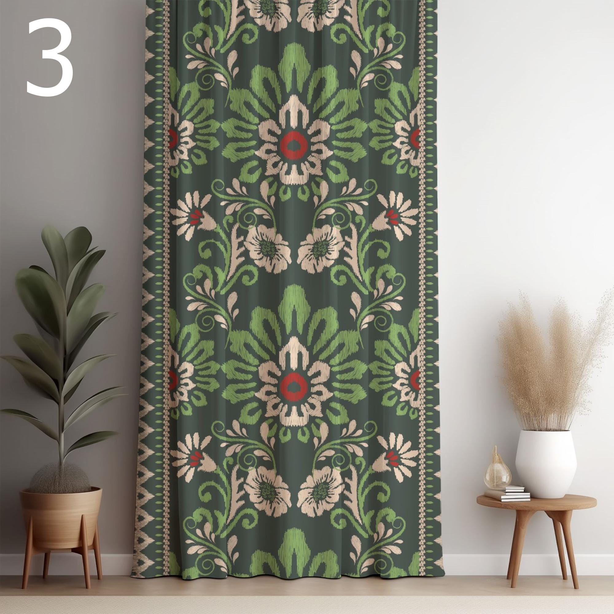 Vintage Floral Curtain Panels, Botanical Print Drapes, Farmhouse Chic Window Curtains, Cottagecore Grommet Panels, Rustic Flower Drapes