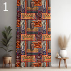 Bohemian Tribal Curtains, Ethnic Boho Window Drapes, African Inspired Blackout Panels, Aztec & Tribal Print Grommet Drapes