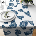 Japanese Koi Fish Table Runner, Blue Wave Table Decor, Zen Minimalist Dining Table Runners, Asian Inspired Runners