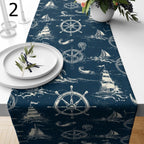 Navy Blue Coastal Table Decor, Nautical Table Runner, Coastal Marine Table Decor, Ocean Themed Dining Table Runners, Beach House Runners