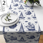 Nautical Anchor Table Runner, Coastal Sailboat Table Runner, Navy Blue Anchor Table Runners, Beach House Table Decor, Maritime Runners