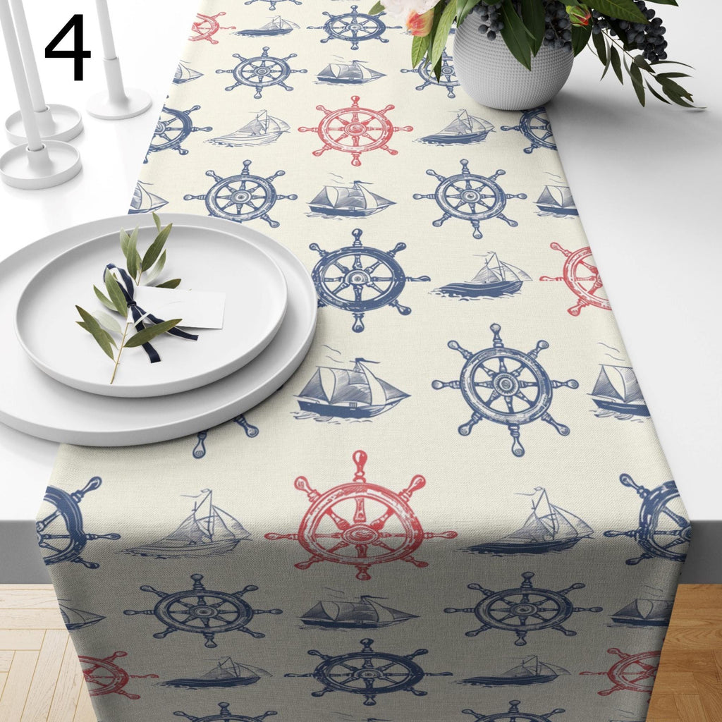 Nautical Anchor Table Runner, Coastal Sailboat Table Runner, Navy Blue Anchor Table Runners, Beach House Table Decor, Maritime Runners