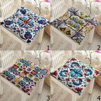 Mediterranean Tile Chair Pads, Boho Mosaic Seat Cushions, Turkish Moroccan Style Pillow Covers, Ceramic Pattern Chair Cushions