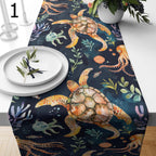 Nautical Animals Table Runner, Coastal Sea Turtle Table Runners, Coastal Elegance Runners, Octopus Table Runner, Beach House Dining Runners