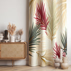 Tropical Palm Leaves Curtain, Elegant Botanical Window Drapes, Modern Boho Tropical Panels, Leafy Curtain Panel