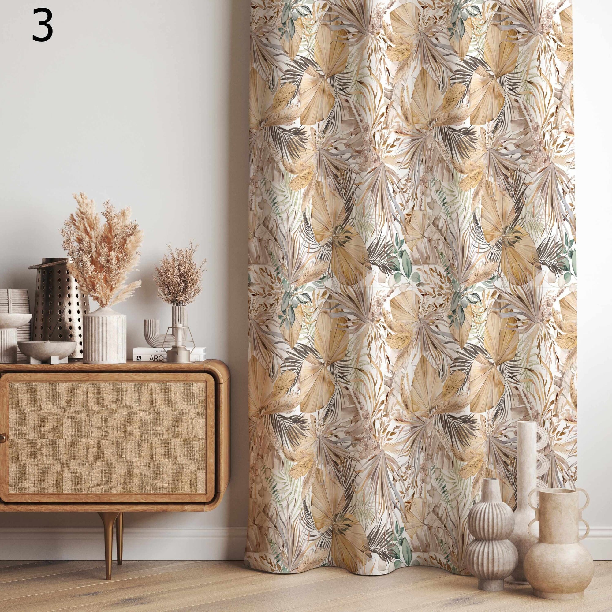 Botanical Leaf Print Curtains, Tropical Palm Drapes, Nature Inspired Window Panels, Tropical Leaf Panels