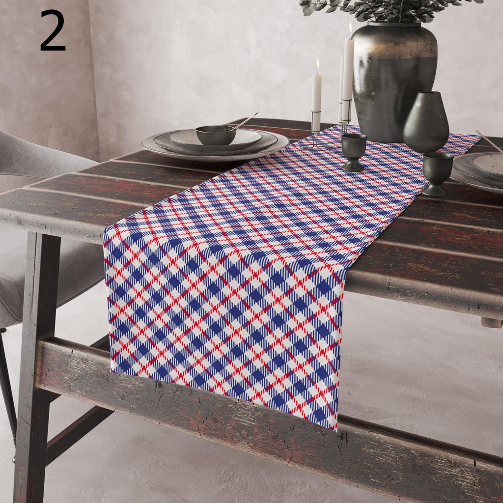 Independence Day Buffalo Plaid Table Runners, 4th July Table Runners, Patriotic Plaid Table Runners, Independent Day Dining Table Runners