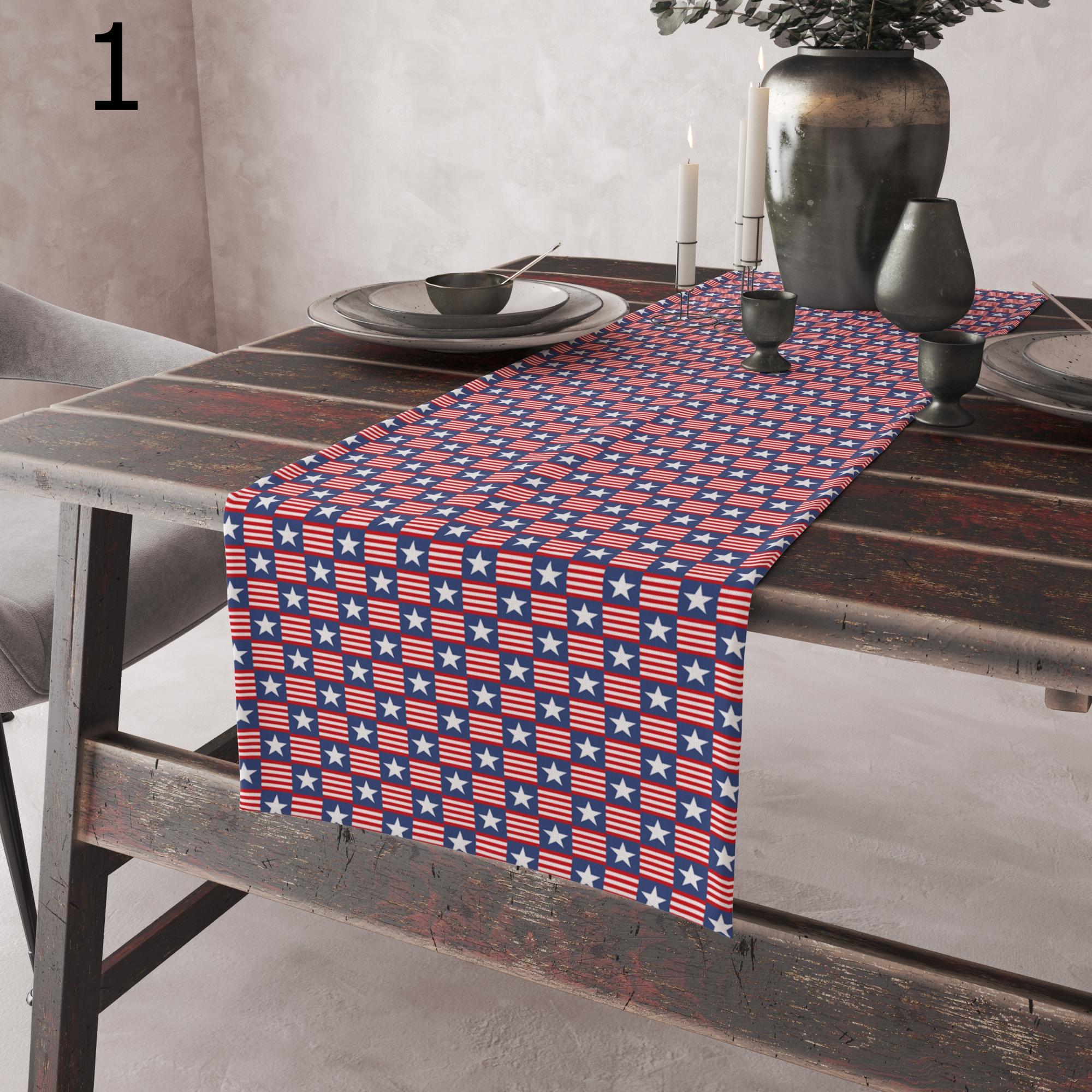 4th July Table Runners, Patriotic Table Runners, Independent Day Party Dining Table Runners, Independence Day Kitchen Dining Table Decor