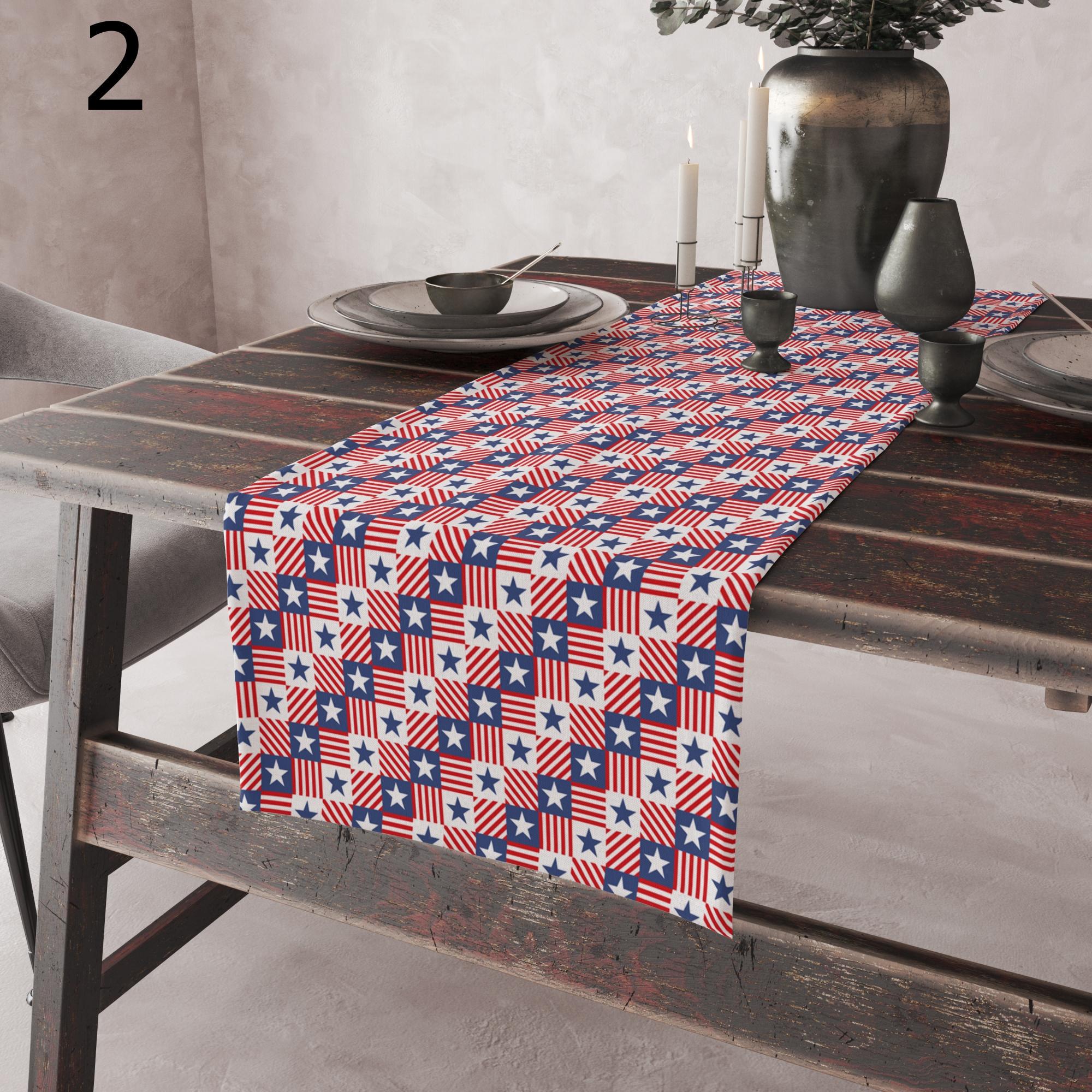 4th July Table Runners, Patriotic Table Runners, Independent Day Party Dining Table Runners, Independence Day Kitchen Dining Table Decor