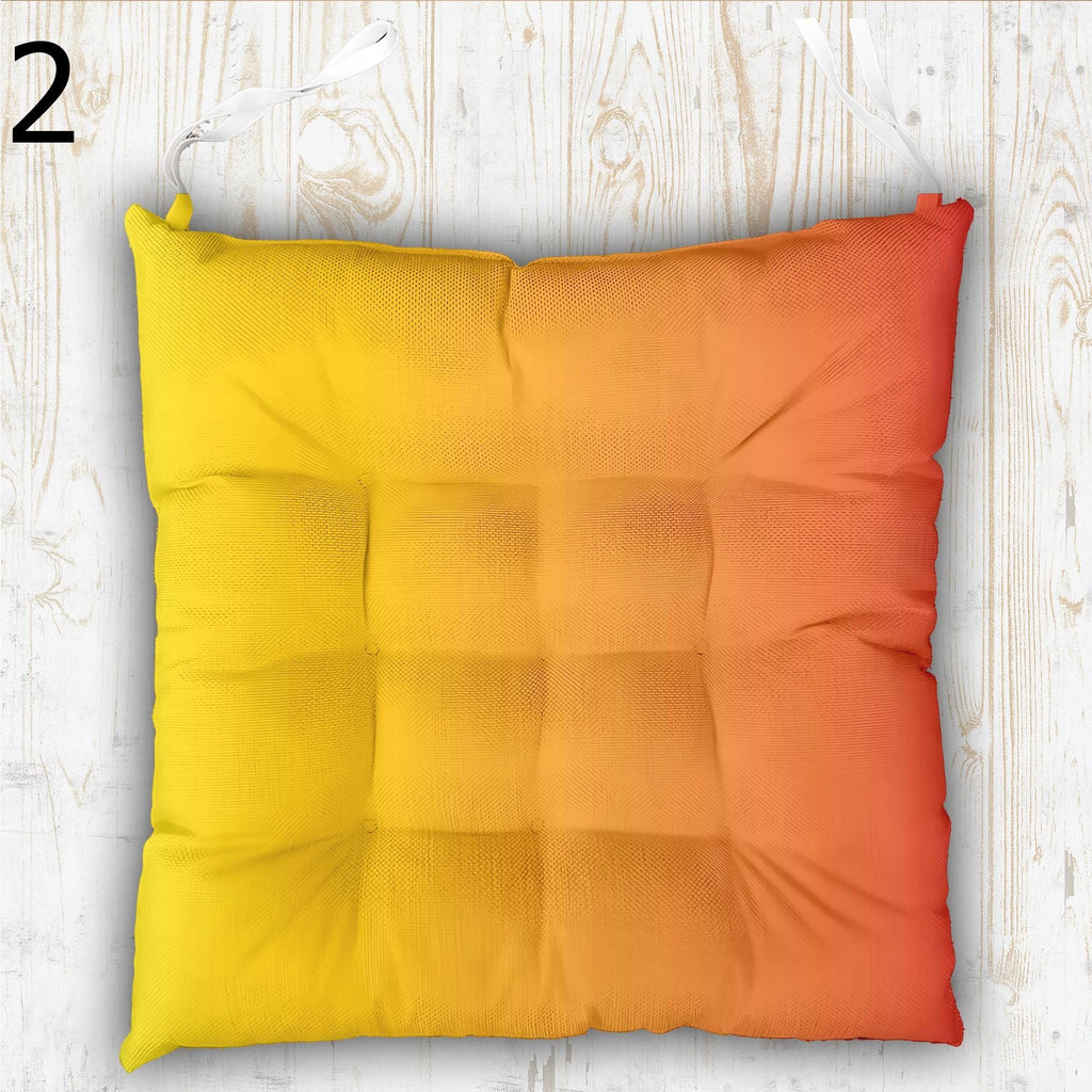 Colorful Chair Pads with Ties, Solid Cotton Seat Cushions, Vibrant Chair Pillow, Multicolored Kitchen Chair Pads, Square Chair Cushion