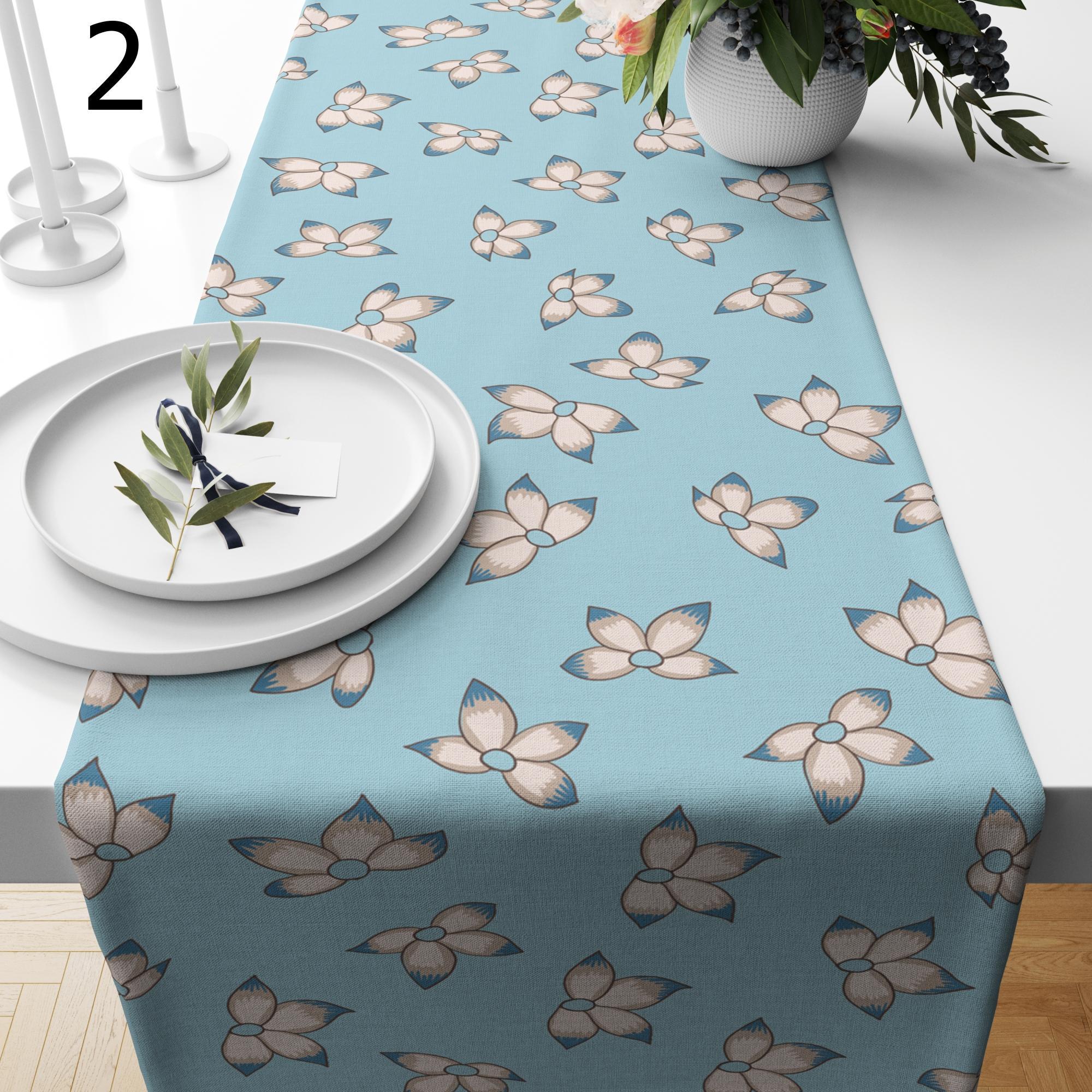 Floral Table Runners, Blue Flowers Table Runners, Spring Flowers Table Runner, Floral Printed Table Runner, Floral Table Decor Runners