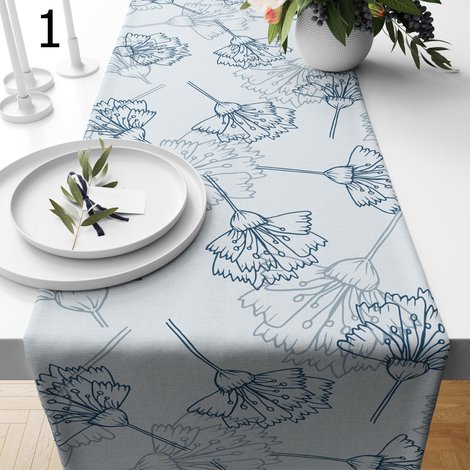 Floral Table Runners, Blue Flowers Table Runners, Spring Flowers Table Runner, Floral Printed Table Runner, Floral Table Decor Runners