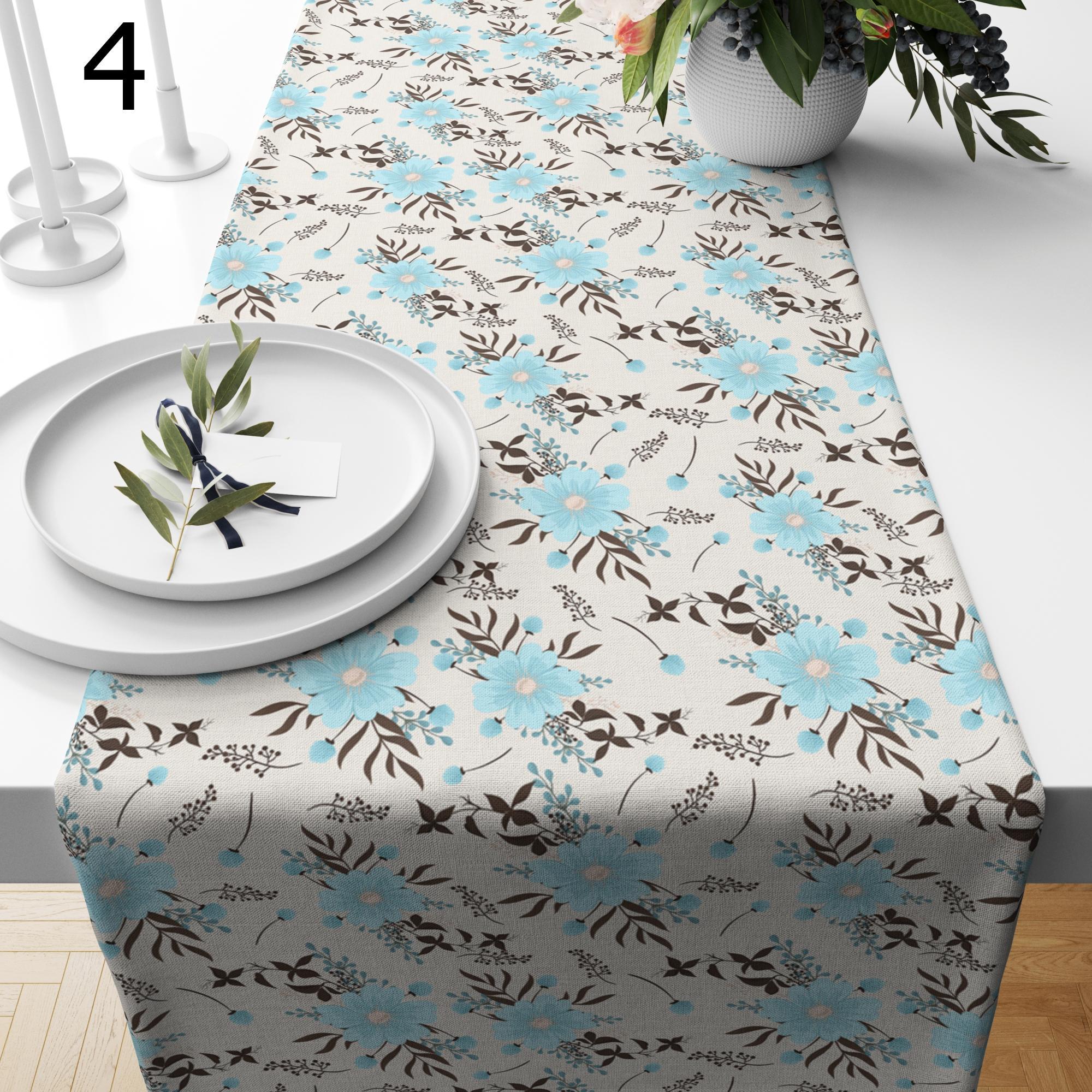Floral Table Runners, Blue Flowers Table Runners, Spring Flowers Table Runner, Floral Printed Table Runner, Floral Table Decor Runners