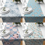 Floral Table Runners, Blue Flowers Table Runners, Spring Flowers Table Runner, Floral Printed Table Runner, Floral Table Decor Runners