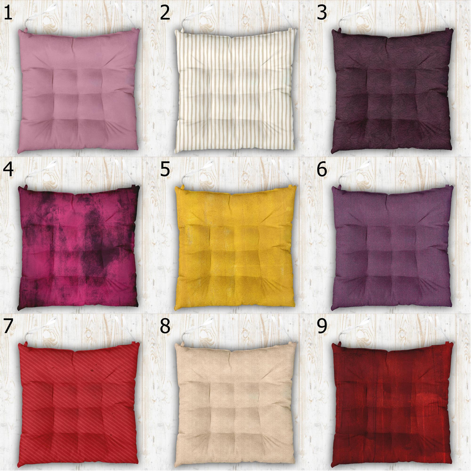 Solid Color Seat Cushion with Ties, Indoor Outdoor Chair Pads, Solid Color Chair Cushions, Elegant Seat Pillows, Dining Chair Pads with Ties