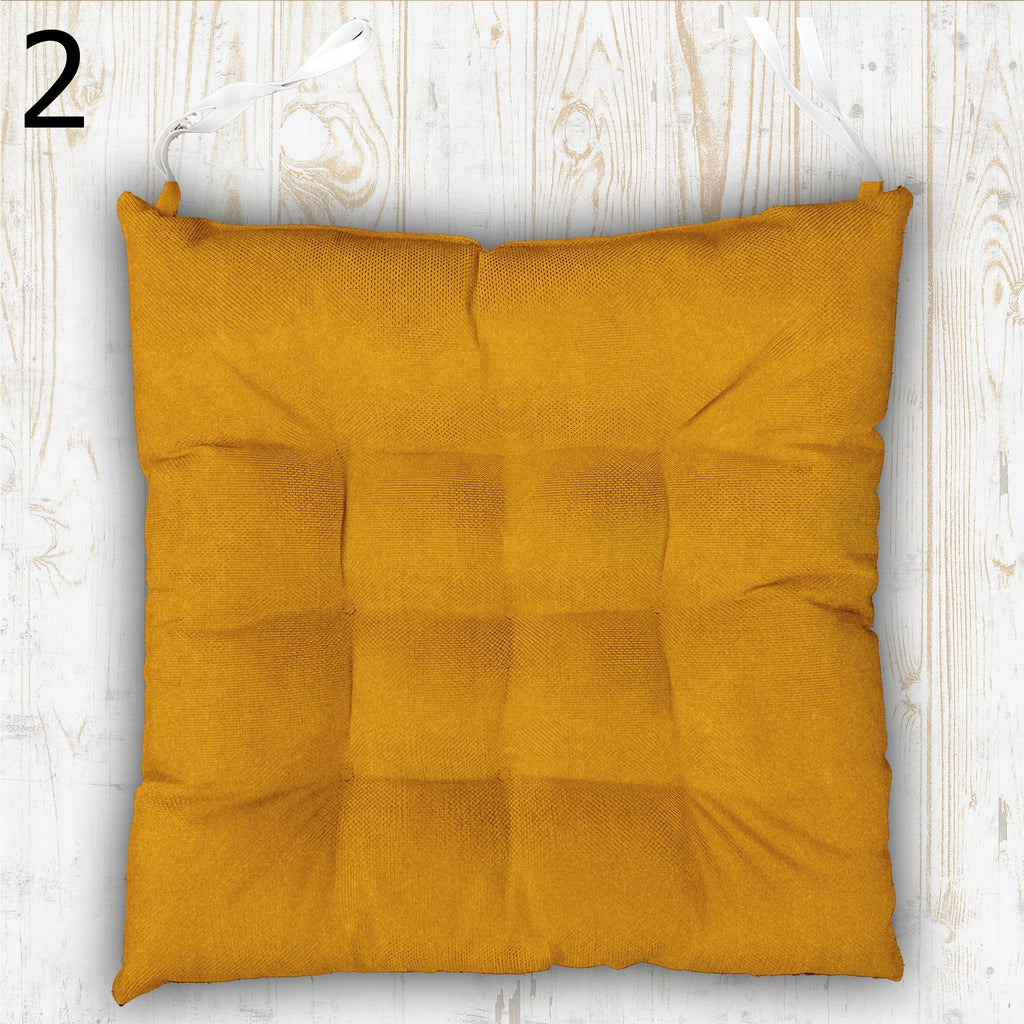 Solid Color Tufted Chair Cushions, Tie-On Seat Cushions, Boho Chair Pads, Farmhouse Rustic Seat Pillows, Dining Chair Pads