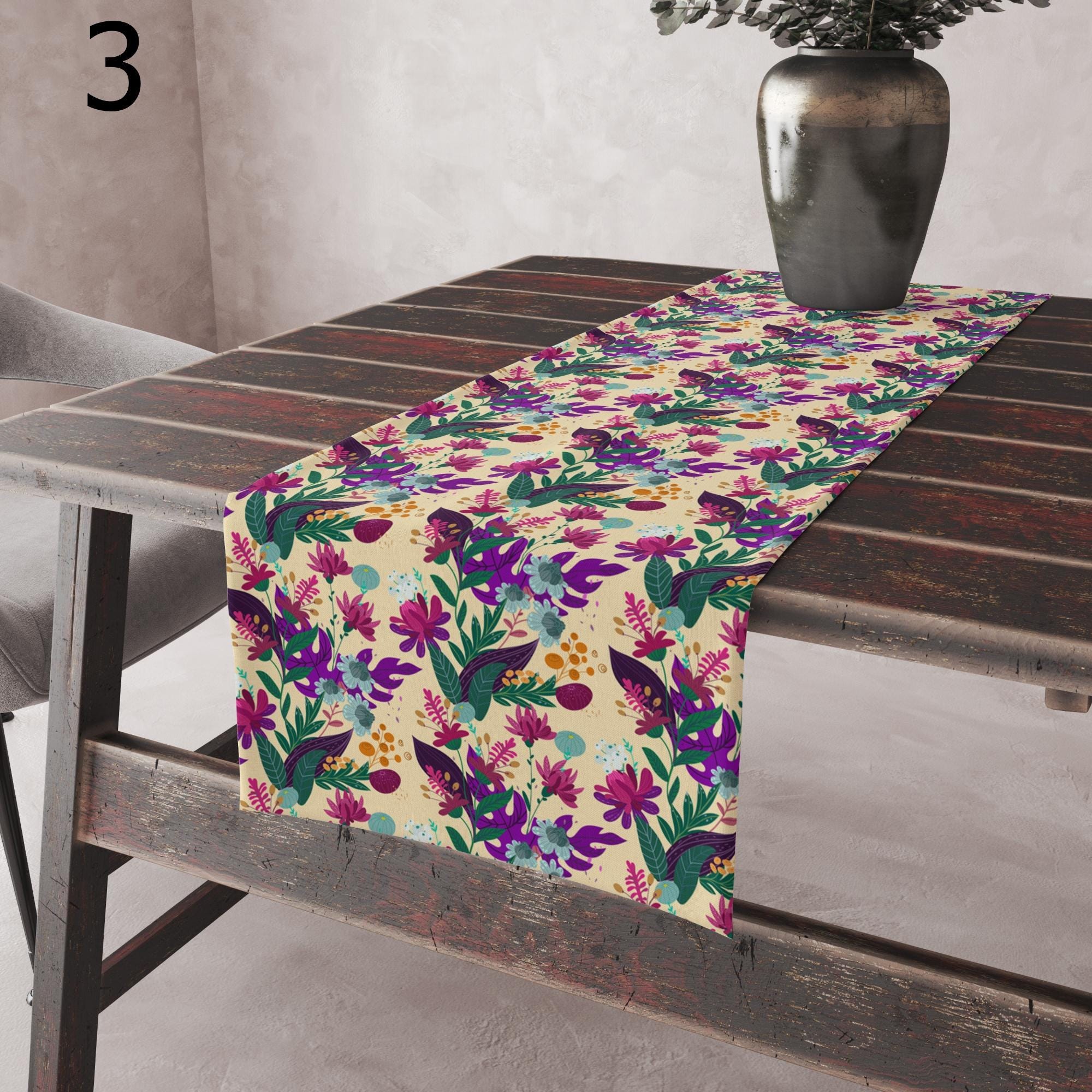 Folk Floral Table Runner, Mexican Flower Table Runners, Colorful Spring Boho Runners, Bright Folk Art Table Decor, Otomi Runners
