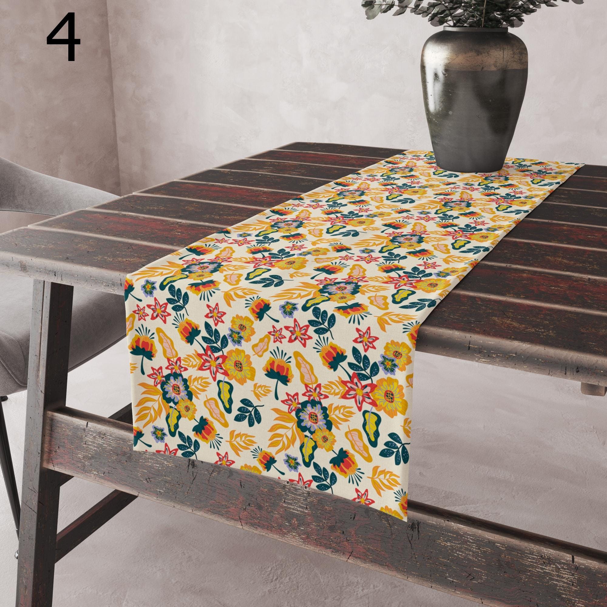 Folk Floral Table Runner, Mexican Flower Table Runners, Colorful Spring Boho Runners, Bright Folk Art Table Decor, Otomi Runners