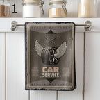 Vintage Car Service Tea Towels, Garage Mechanic Kitchen Towels, Classic Auto Repair Gift Towel, Industrial Retro Hand Towels