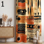 Tribal Boho Curtains, Ethnic Bogolan Pattern Drapes, African Inspired Window Panels, Rustic Bohemian Curtain for Living Room