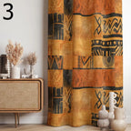 Tribal Boho Curtains, Ethnic Bogolan Pattern Drapes, African Inspired Window Panels, Rustic Bohemian Curtain for Living Room