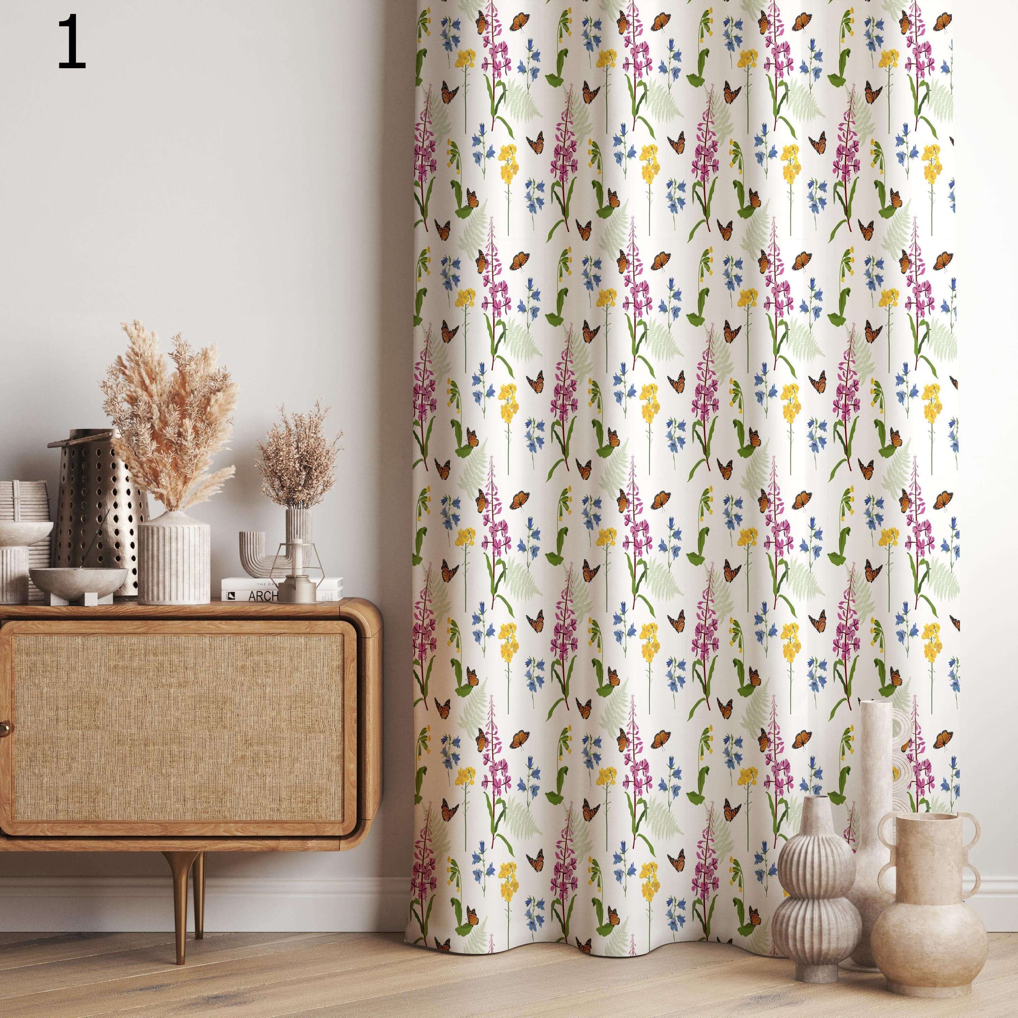 Wildflower Print Curtains, Colorful Cottagecore Drapes, Summer Floral Window Panels, Boho Flower Curtain Panels