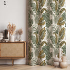 Tropical Leaf Curtains, Botanical Jungle Drapes, Palm Pattern Panels, Earthy Monstera Curtain Panels, Green Leaf Panels