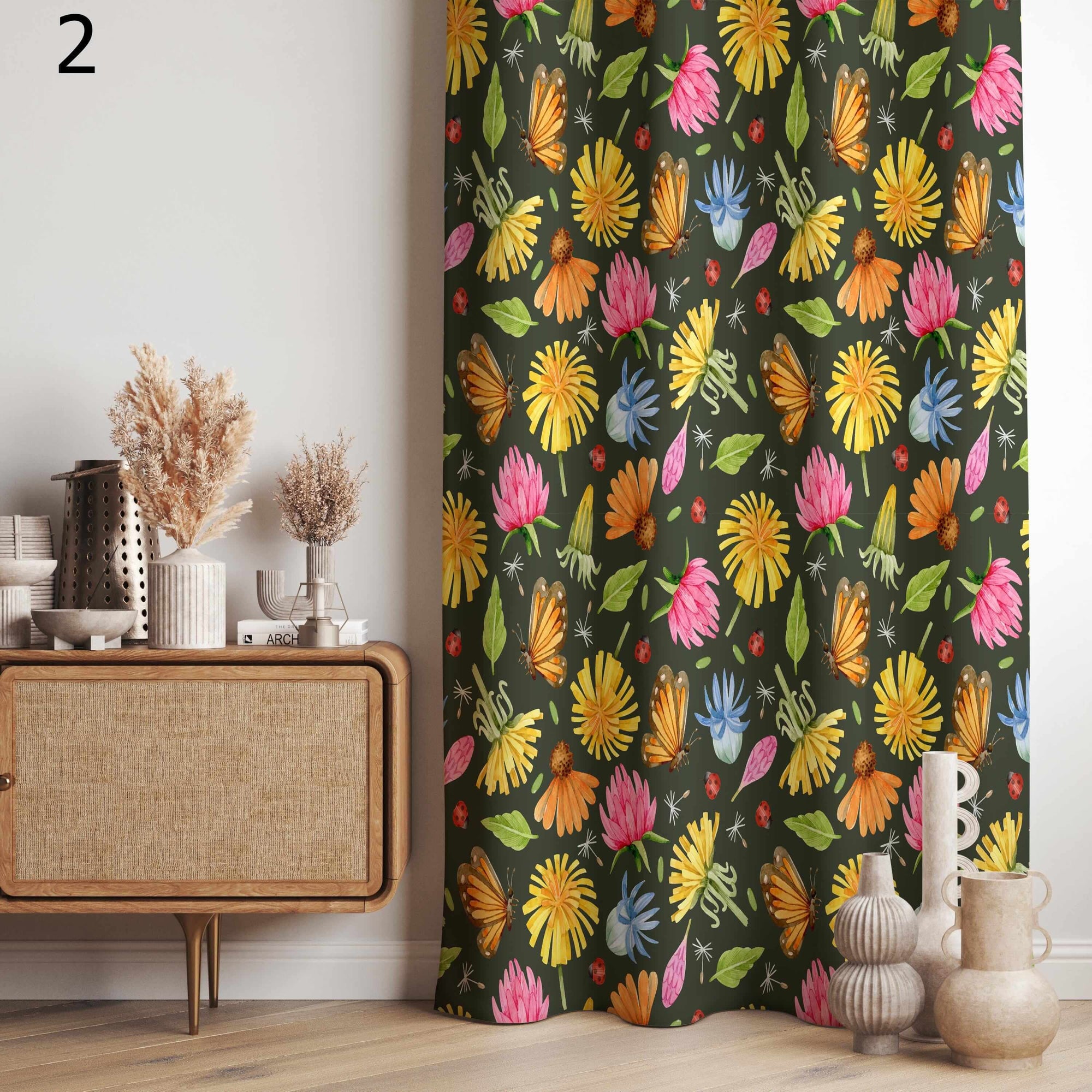 Bold Tropical Curtains, Vibrant Jungle Leaf Drapes, Exotic Floral Print Panels, Colorful Botanical Curtain Panels