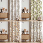 Botanical Leaf Print Curtains, Tropical Palm Drapes, Nature Inspired Window Panels, Tropical Leaf Panels