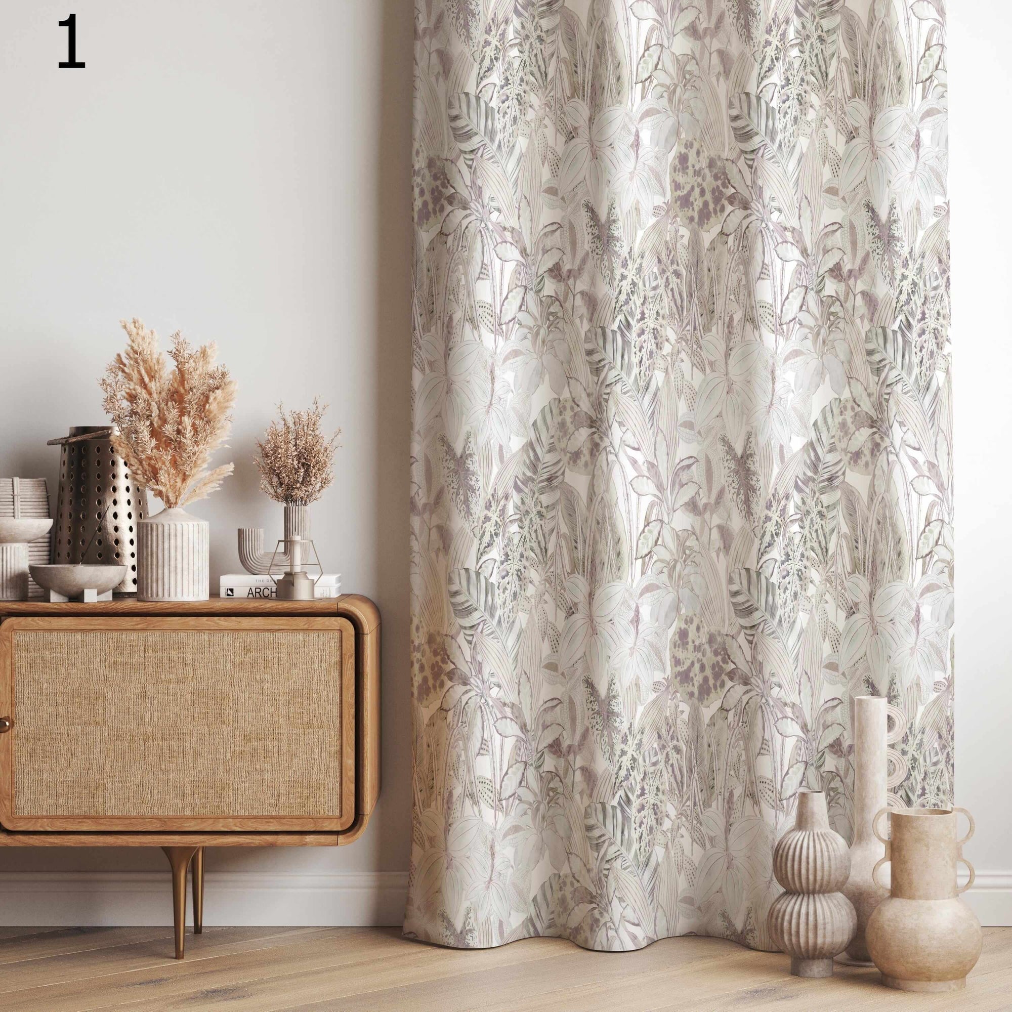 Botanical Leaf Print Curtains, Tropical Palm Drapes, Nature Inspired Window Panels, Tropical Leaf Panels