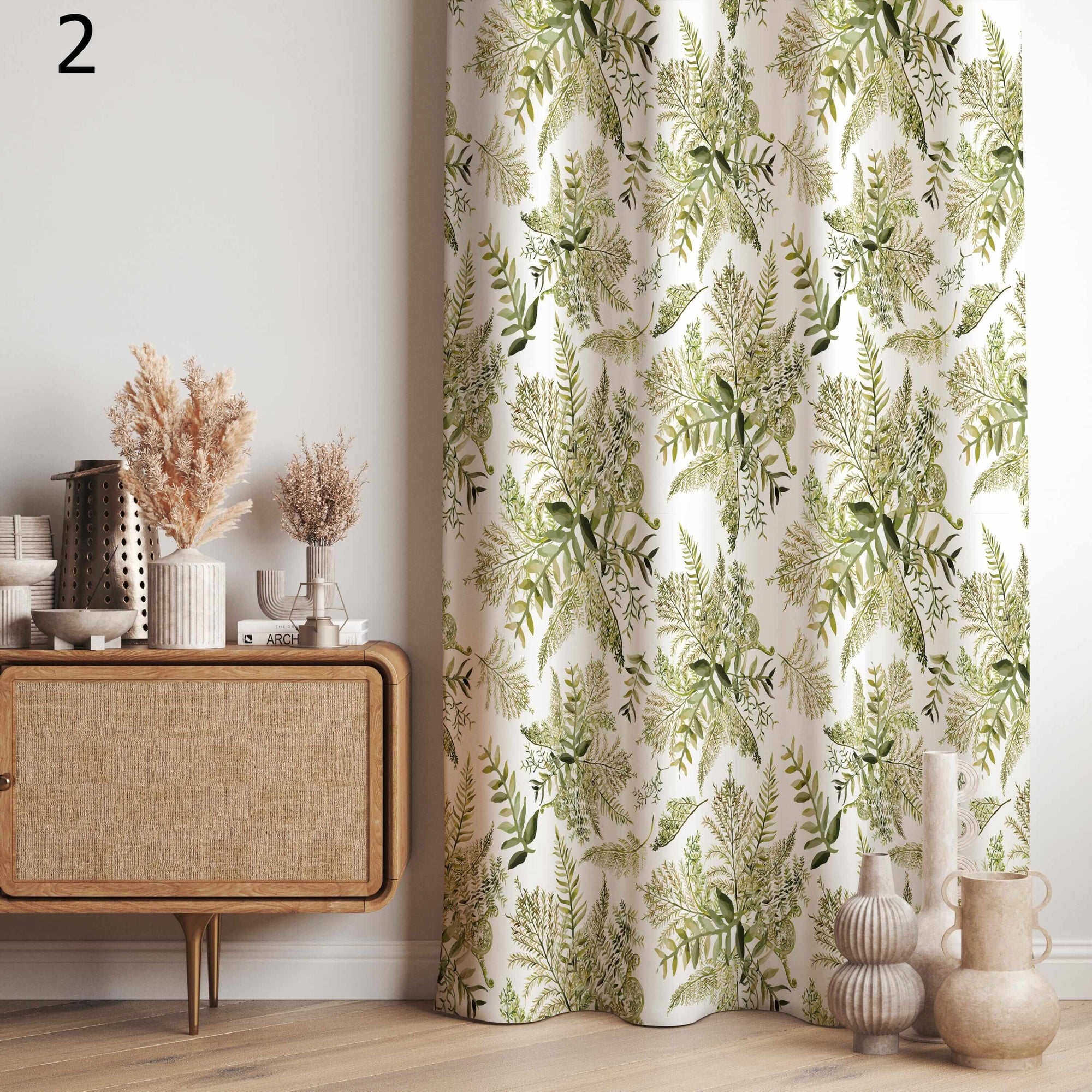 Botanical Leaf Print Curtains, Tropical Palm Drapes, Nature Inspired Window Panels, Tropical Leaf Panels