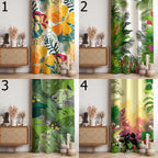 Tropical Jungle Curtains, Exotic Botanical Drapes, Vibrant Green Leaf Window Panels, Colorful Tropical Curtain Panels