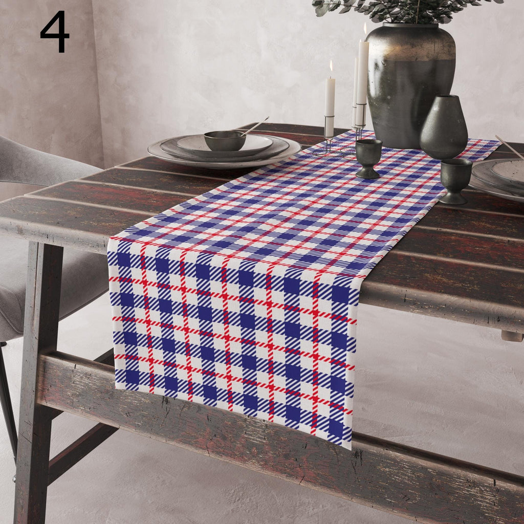 Independence Day Buffalo Plaid Table Runners, 4th July Table Runners, Patriotic Plaid Table Runners, Independent Day Dining Table Runners