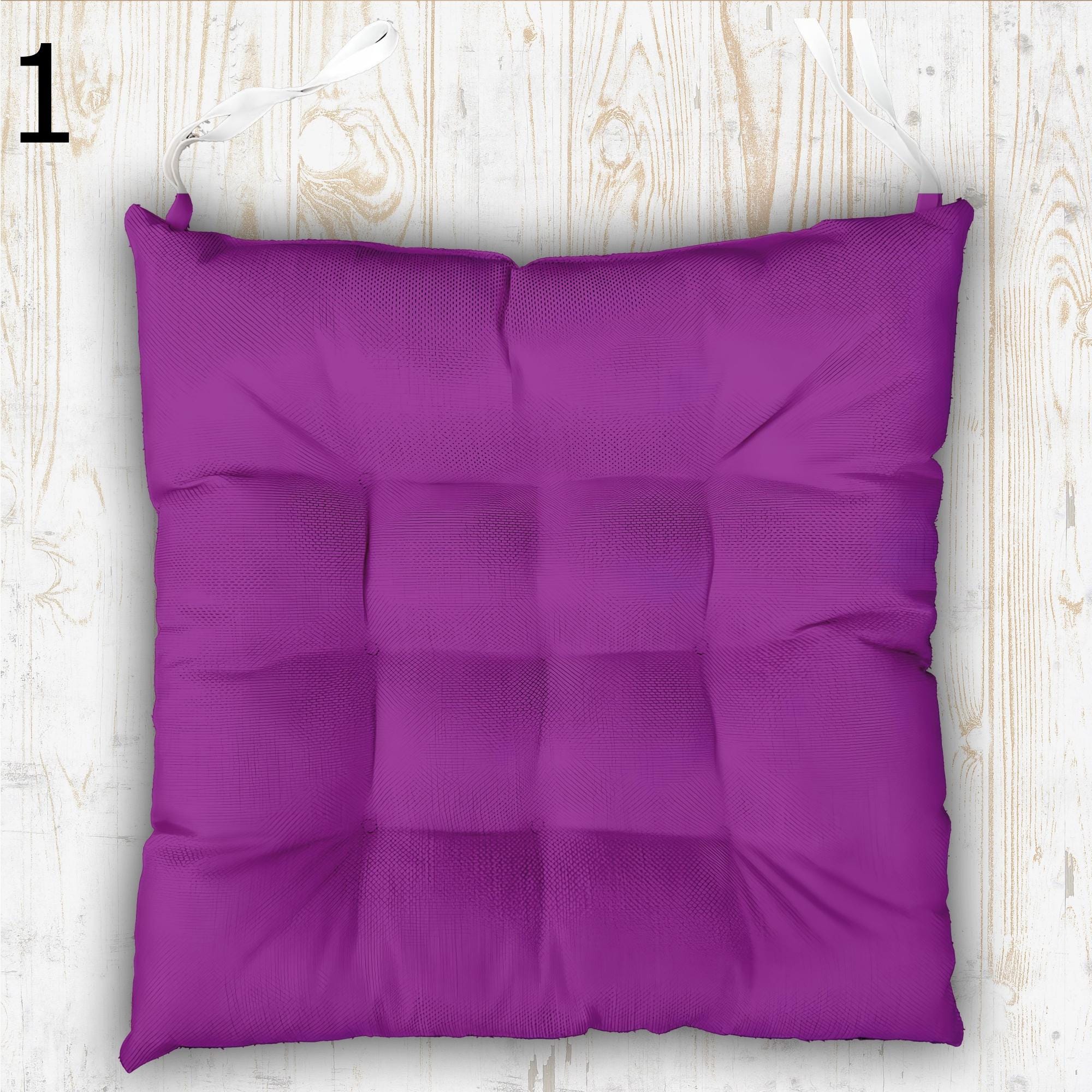 Colorful Chair Pads with Ties, Solid Cotton Seat Cushions, Vibrant Chair Pillow, Multicolored Kitchen Chair Pads, Square Chair Cushion