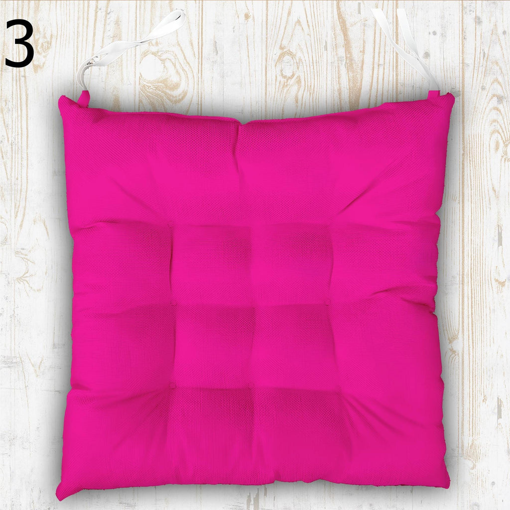 Colorful Chair Pads with Ties, Solid Cotton Seat Cushions, Vibrant Chair Pillow, Multicolored Kitchen Chair Pads, Square Chair Cushion